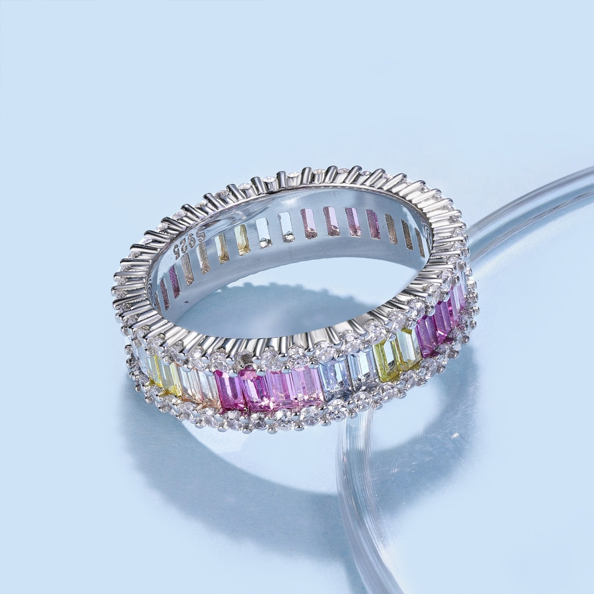 [Lumi Jewelry]Dainty Kaleidoscopic Emerald Cut Daily Ring