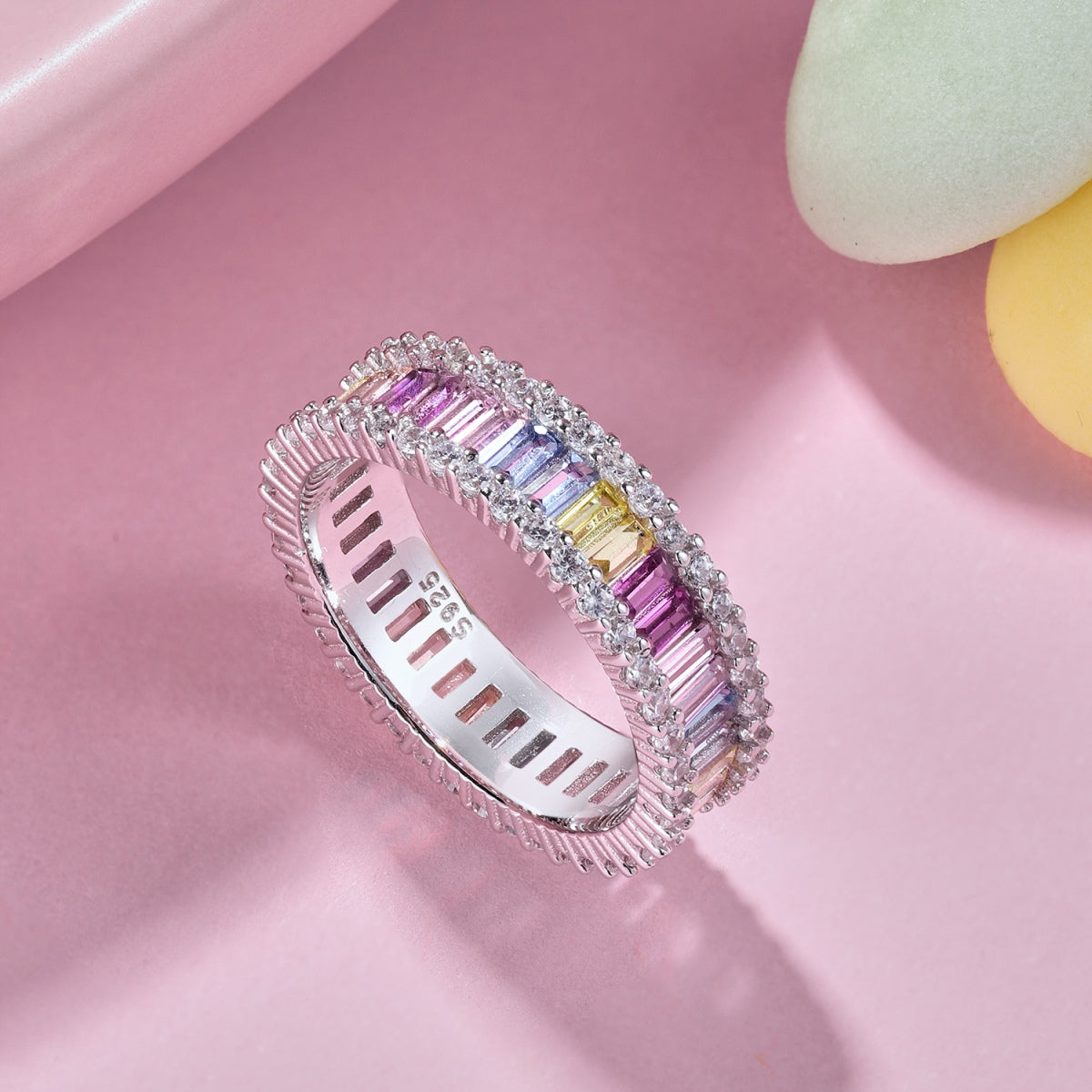 [Lumi Jewelry]Dainty Kaleidoscopic Emerald Cut Daily Ring