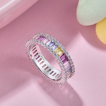[Lumi Jewelry]Dainty Kaleidoscopic Emerald Cut Daily Ring