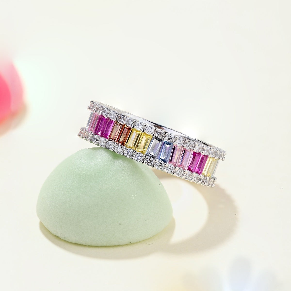 [Lumi Jewelry]Dainty Kaleidoscopic Emerald Cut Daily Ring