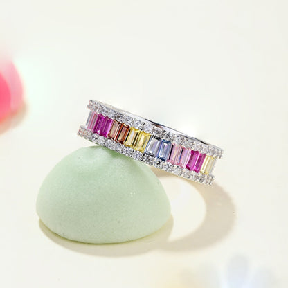 [Lumi Jewelry]Dainty Kaleidoscopic Emerald Cut Daily Ring