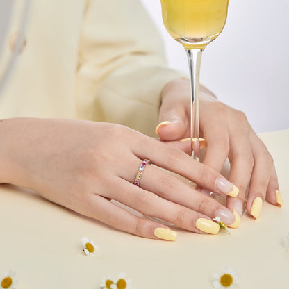 [Lumi Jewelry]Dazzling Lustrous Round Cut Tennis Ring