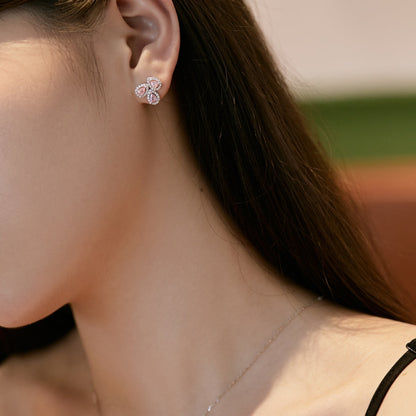 [Lumi Jewelry]Ornate Flower Shape Pear Cut Lover Earrings