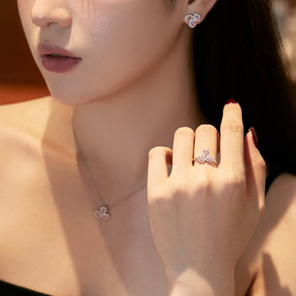 [Lumi Jewelry]Ornate Flower Shape Pear Cut Lover Earrings