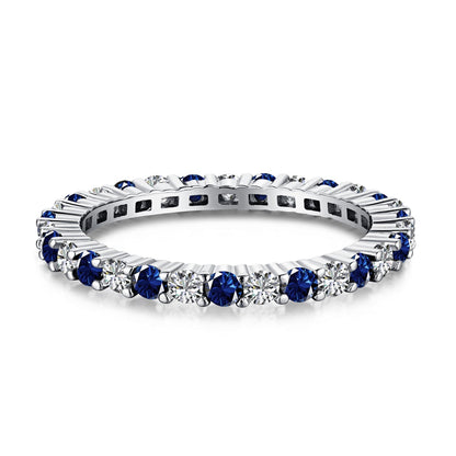 [Lumi Jewelry]Exquisite Colorful Round Cut Tennis Ring