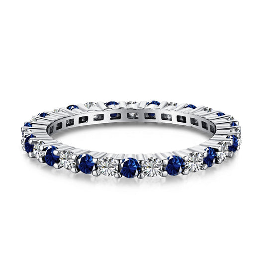 [Lumi Jewelry]Exquisite Colorful Round Cut Tennis Ring