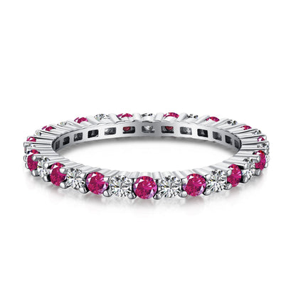 [Lumi Jewelry]Exquisite Colorful Round Cut Tennis Ring