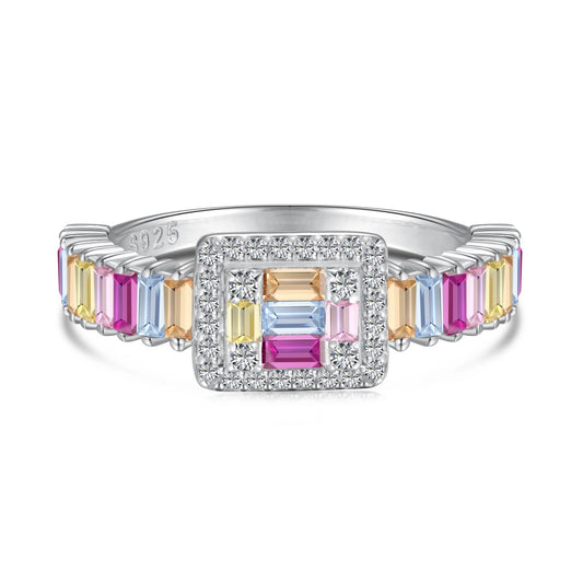[Lumi Jewelry]Exquisite Colorful Radiant Cut Party Ring