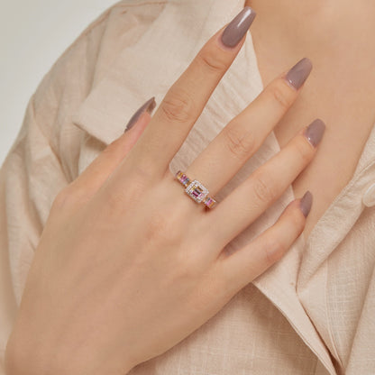 [Lumi Jewelry]Exquisite Colorful Radiant Cut Party Ring