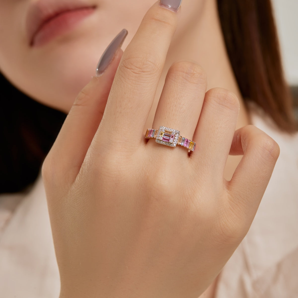 [Lumi Jewelry]Exquisite Colorful Radiant Cut Party Ring