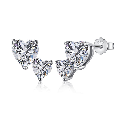 [Lumi Jewelry]Double Heart-Shape Classic Princess Style Earrings