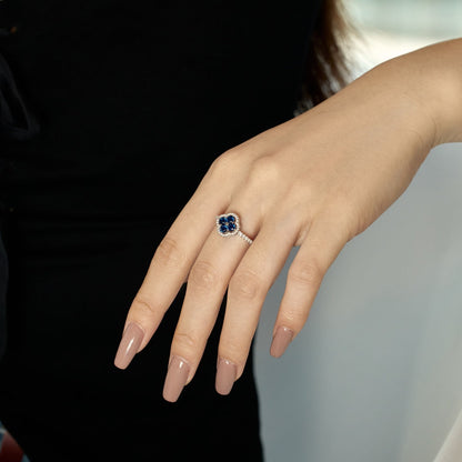[Lumi Jewelry]Four Leaf Clover Flower Design Ring