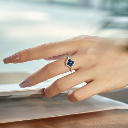 [Lumi Jewelry]Four Leaf Clover Flower Design Ring