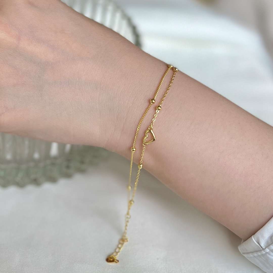 [Lumi Jewelry]Dainty Double Layer Love Heart Bracelet