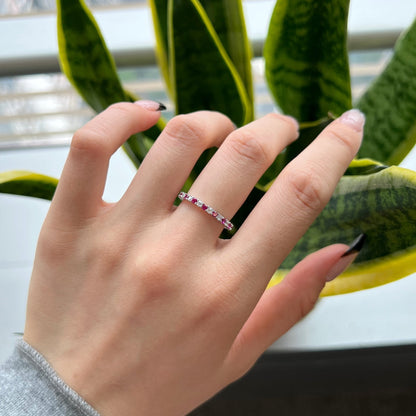 [Lumi Jewelry]Exquisite Colorful Round Cut Tennis Ring