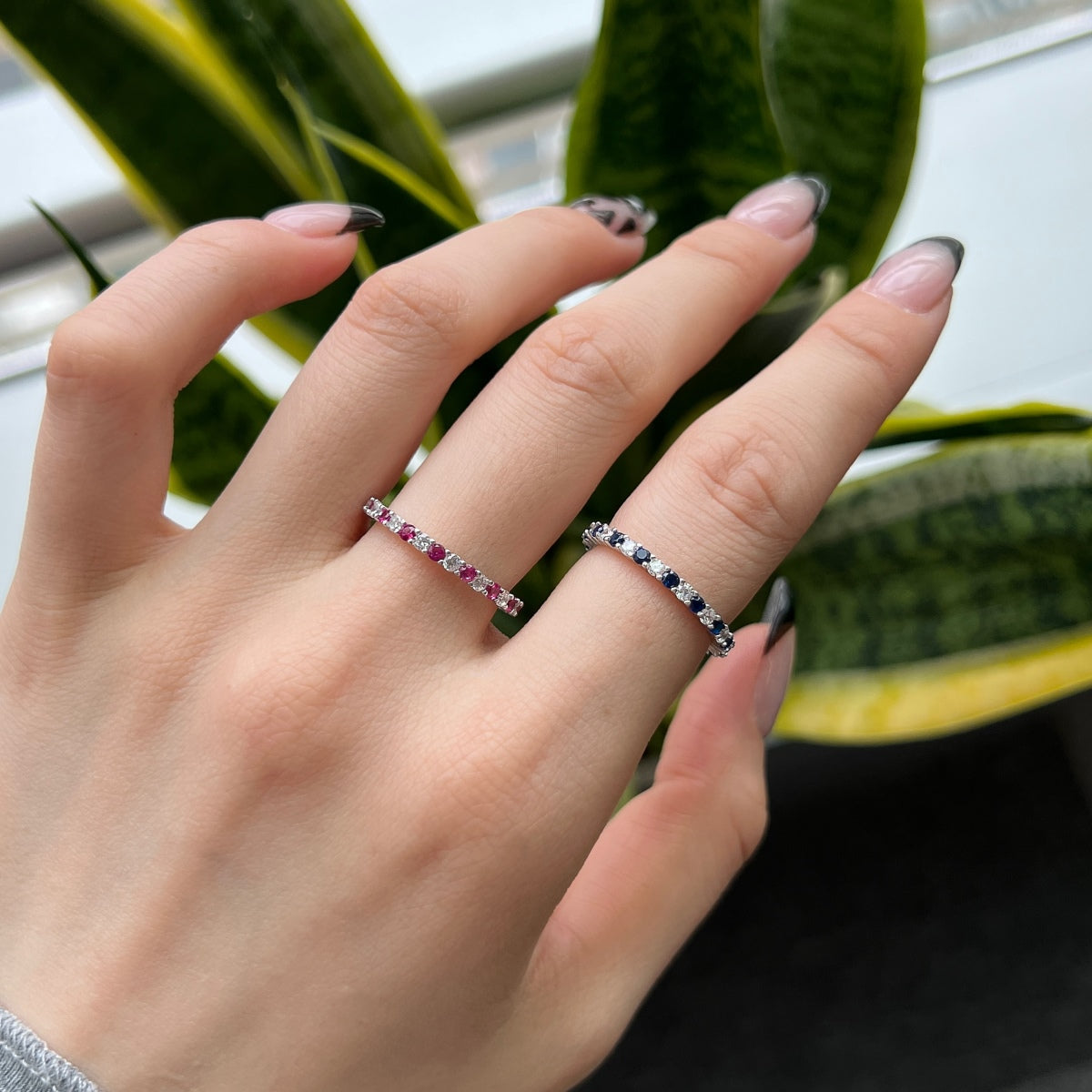 [Lumi Jewelry]Exquisite Colorful Round Cut Tennis Ring