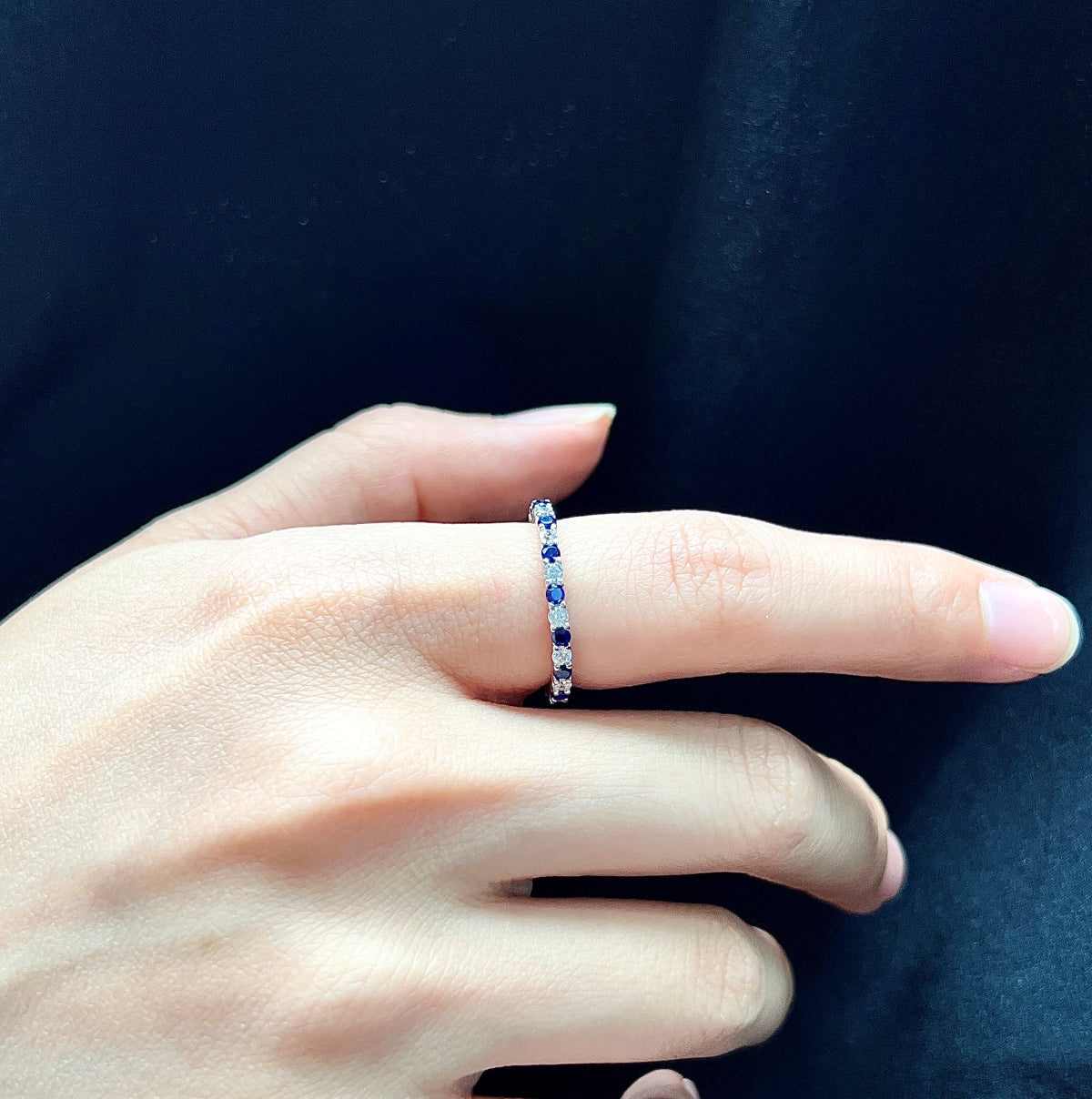 [Lumi Jewelry]Exquisite Colorful Round Cut Tennis Ring