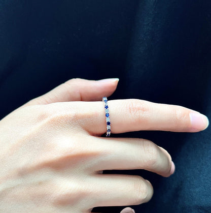 [Lumi Jewelry]Exquisite Colorful Round Cut Tennis Ring