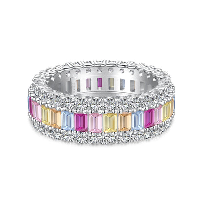 [Lumi Jewelry]Dainty Colorful Radiant Cut Daily Ring