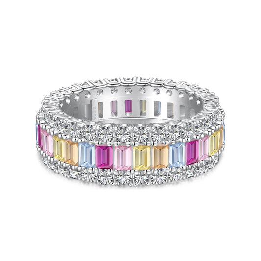 [Lumi Jewelry]Dainty Colorful Radiant Cut Daily Ring
