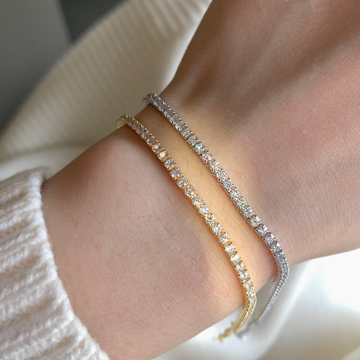 [Lumi Jewelry]Radiant Shinning Princess Cut Tennis Bracelet