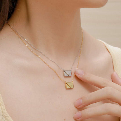 [Lumi Jewelry]Envelope Heart Shape Mother's Day Necklace