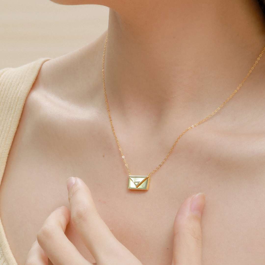 [Lumi Jewelry]Envelope Heart Shape Mother's Day Necklace