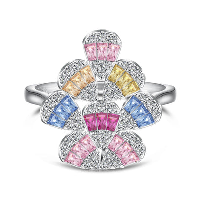 [Lumi Jewelry]Sparkling Colorful Water Drop Shape Daily Ring