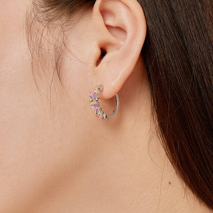 [Lumi Jewelry]Dazzling Colorful Emerald Cut Daily Earrings