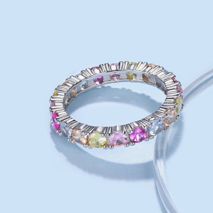 [Lumi Jewelry]Dazzling Lustrous Round Cut Tennis Ring