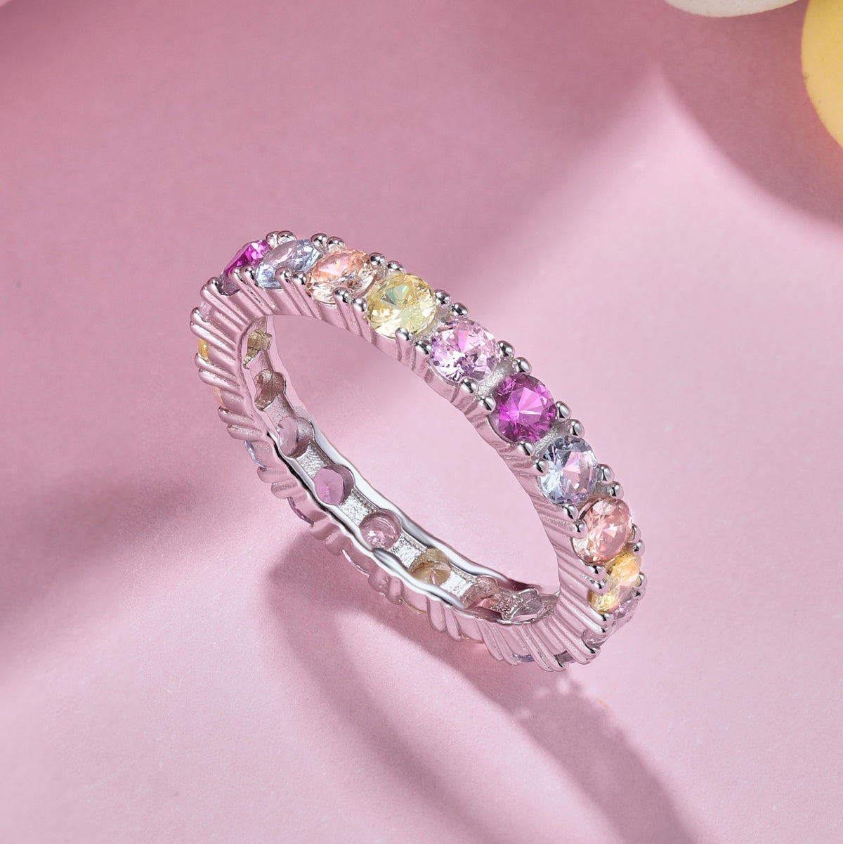 [Lumi Jewelry]Dazzling Lustrous Round Cut Tennis Ring