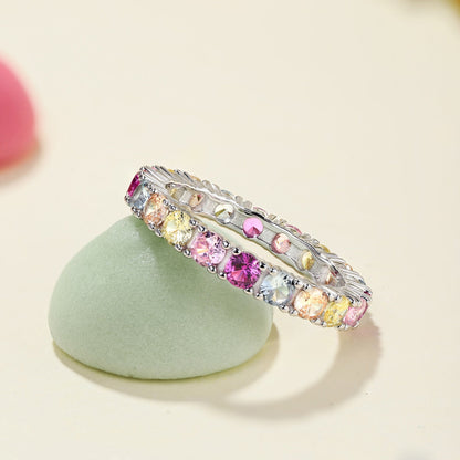 [Lumi Jewelry]Dazzling Lustrous Round Cut Tennis Ring