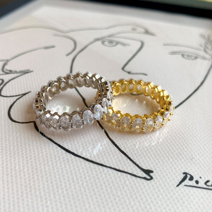 [Lumi Jewelry]Ornate Oval Cut Tennis Ring
