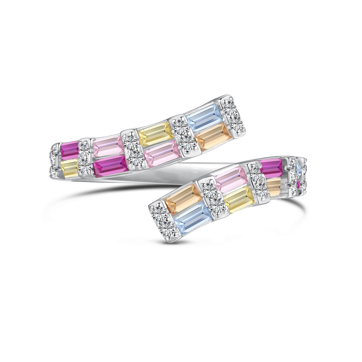 [Lumi Jewelry]Charming Colorful Radiant Cut Adjustable Daily Ring