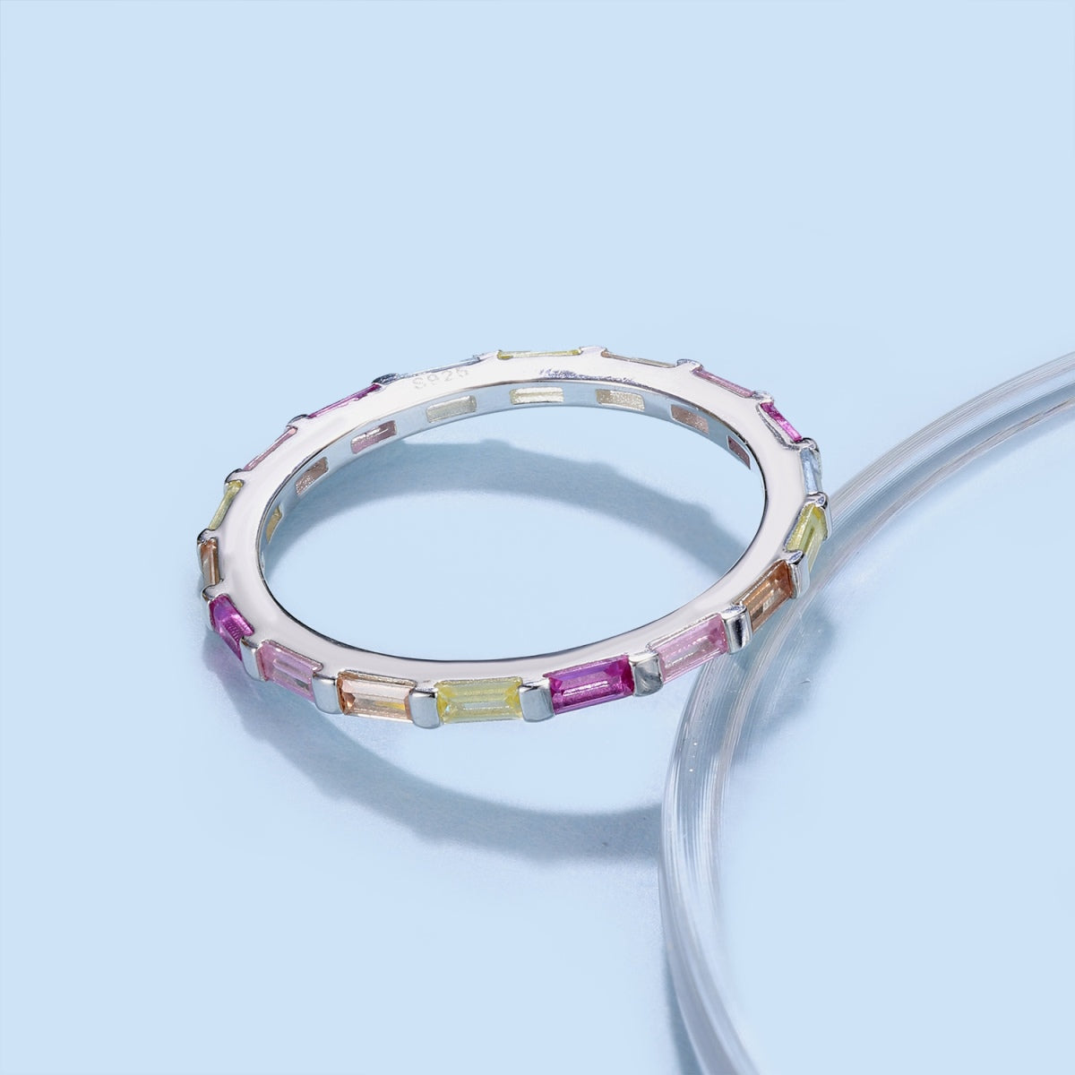 [Lumi Jewelry]Exquisite Multicolored Emerald Cut Daily Ring