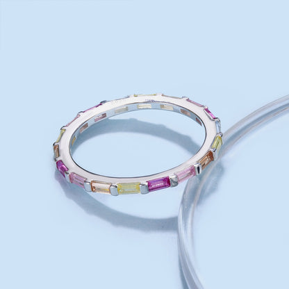 [Lumi Jewelry]Exquisite Multicolored Emerald Cut Daily Ring