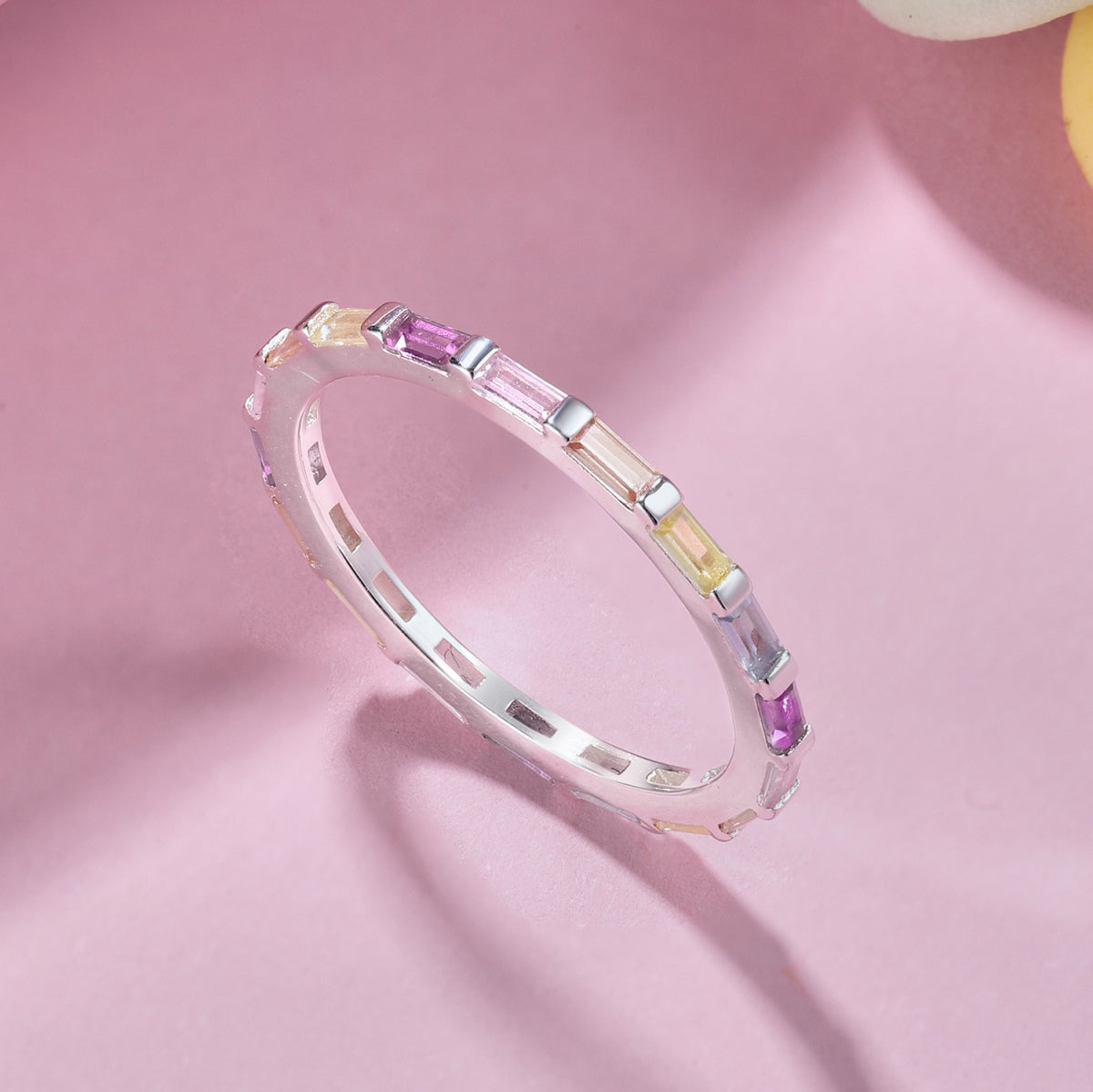 [Lumi Jewelry]Exquisite Multicolored Emerald Cut Daily Ring