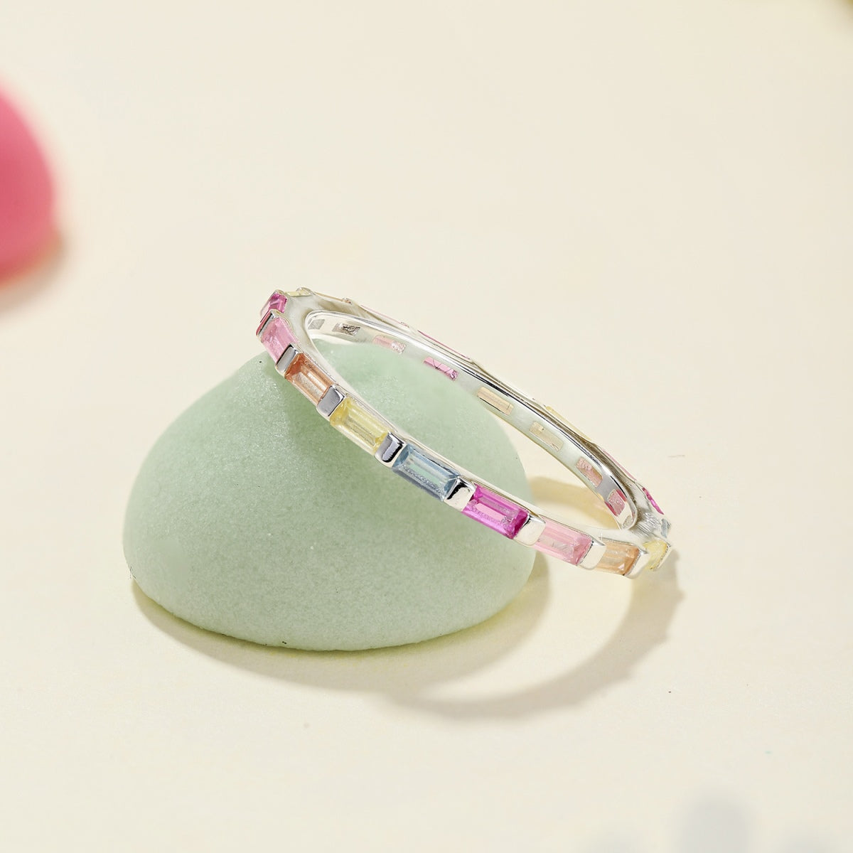 [Lumi Jewelry]Exquisite Multicolored Emerald Cut Daily Ring