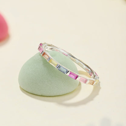 [Lumi Jewelry]Exquisite Multicolored Emerald Cut Daily Ring