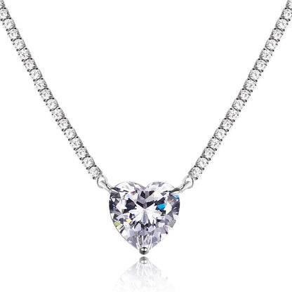 [Lumi Jewelry]8.0 Carat Versatile Colorful Sweet Heart-Shaped Tennis Necklace
