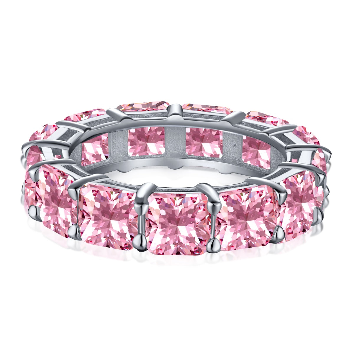 [Lumi Jewelry]Elegant Princess Cut Tennis Ring