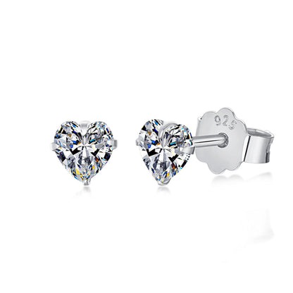 [Lumi Jewelry]Sparkling Heart Shaped Simple Earrings