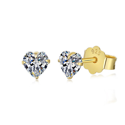 [Lumi Jewelry]Sparkling Heart Shaped Simple Earrings