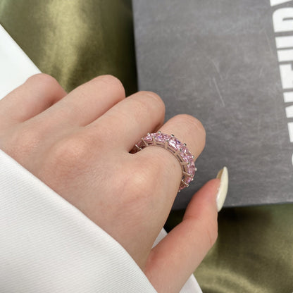 [Lumi Jewelry]Elegant Princess Cut Tennis Ring