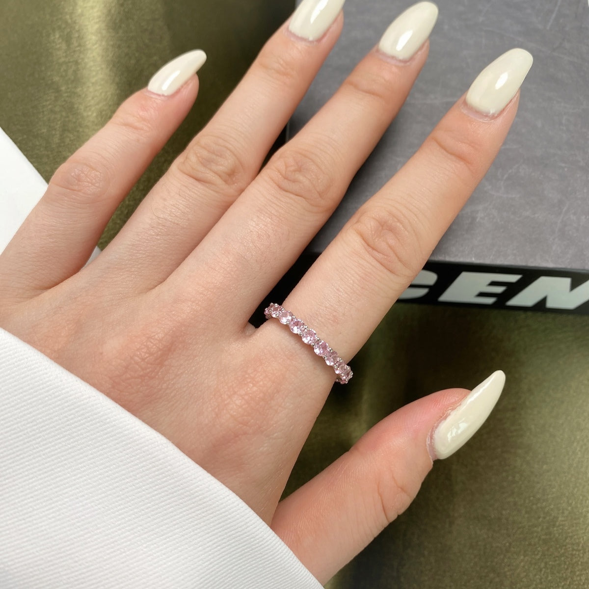 [Lumi Jewelry]Sparkling Round Cut Tennis Ring