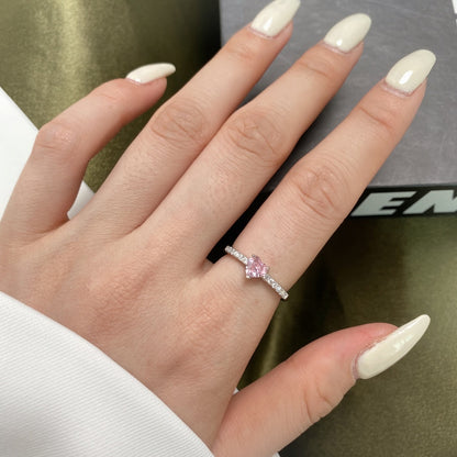 [Lumi Jewelry]0.5 Carat CaratEternity Charming Heart Shape Lover Ring