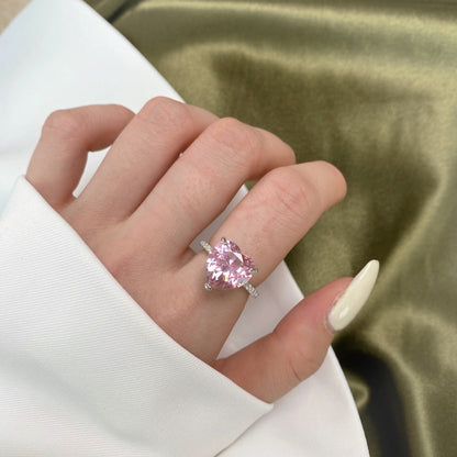 [Lumi Jewelry]6.0 Carat Luxurious Sparkling Romantic Heart Cut Lover Ring