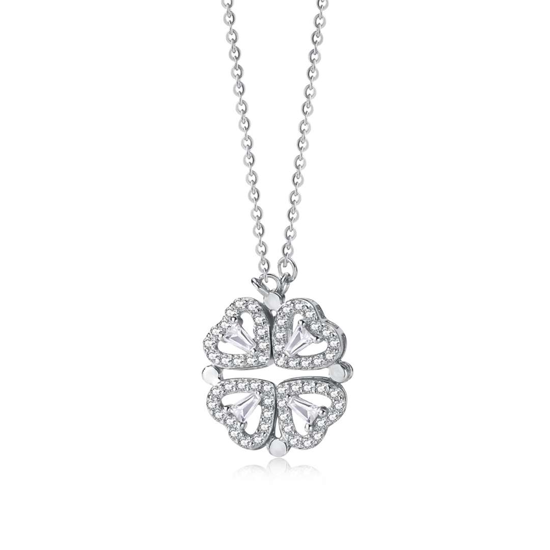 [Lumi Jewelry]Ornate Heart Cut Flower Shape Necklace