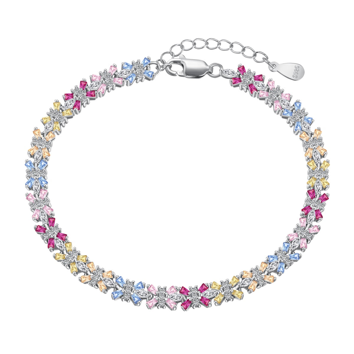 [Lumi Jewelry]Radiant Colorful Emerald Cut Party Bracelet