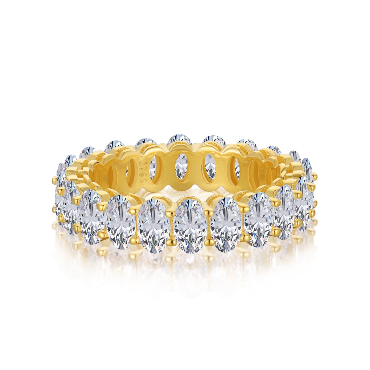 [Lumi Jewelry]Ornate Oval Cut Tennis Ring